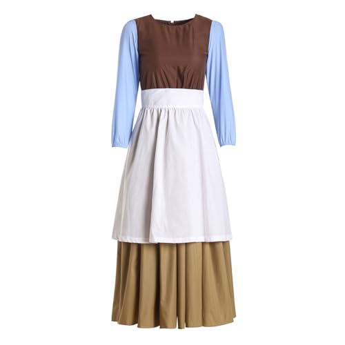 Ruikajia Cosplay Prinzessin Aschenputtel Arbeitskleid mit Schürze Erwachsene Aschenputtel Dienstmädchenkleid Größe M von Ruikajia