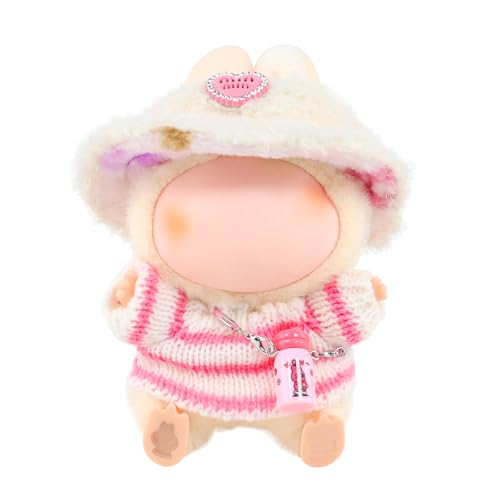 Bekleidung für 17cm La bubu Plüsch, Puppenkleidung für La bubu, Kuscheltier Kleidung Outfit nur Bekleidungs Zubehör für 17cm Plüsch Pullover Hoodie Bekleidung DIY Kinder Geschenke (Streifen) von Ruikdly
