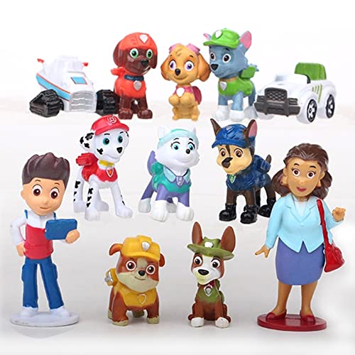 Paw Patrol Kuchen Deko 12 Stück Paw Patrol Figuren Torte Paw Patrol Tortenfiguren Paw Patrol Muffin Geburtstag Tortenfiguren Für MäDchen Junge Happy Birthday Cake Topper von Ruikdly