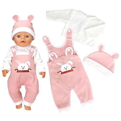 Ruikdly Kleidung Outfits für Baby Puppen Puppenkleidung 35-43 cm Puppenkleider Set Puppenzubehör mit Hut Langarm Hose Geschenke für Mädchen Jungen (Keine Puppe) Rosa von Ruikdly