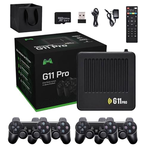 G11 Pro, Retrowave G11 Pro 100000 Spiele, Retro Wave G11 Pro, 2,4G Wireless Dual Controller, Plug & Play-Videospiele mit 4 Wireless Dual Controllern (64G（4 Kabellose Controller）) von Ruileyou