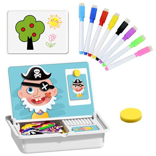 Magnetic Puzzles Face Dress Up Travel Game Double Side Preschool Educational Learning Toy for Kids, Magnetpuzzle, Dress-Up Puzzle Toy, Enhances Creativity and Learning (A) von Ruileyou