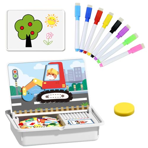 Magnetic Puzzles Face Dress Up Travel Game Double Side Preschool Educational Learning Toy for Kids, Magnetpuzzle, Dress-Up Puzzle Toy, Enhances Creativity and Learning (C) von Ruileyou