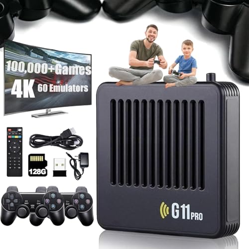 Retrowave G11 Pro, G11 Pro Game Box, G11 Pro Konsole, 4k HD TV Game Stick, Plug & Play Video Games, 100,000 Retro Games with 2 Wireless Dual Controllers (128GB) von Ruileyou
