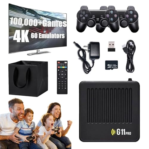 Retrowave G11 Pro, G11 Pro Konsole, Portable Plug and Play Gaming Console, 100,000 Games 4K, Ausgestattet mit 2 drahtlosen Controllern, Gift for Men, Husband (128G) von Ruileyou