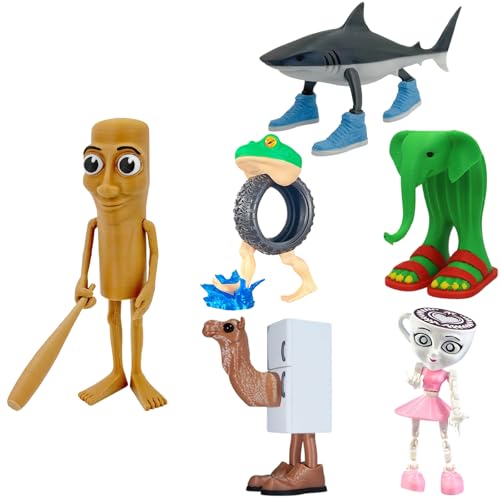 Ruilidesg 6PCS Tralalero Tralala Actionfiguren-Set, italienische Brainrot Shark Meme-Spielzeuge mit beweglichen Gelenken, Tung Tung Tung Sahur 3D-Sammelfiguren (Tralalero Tralala-1) von Ruilidesg