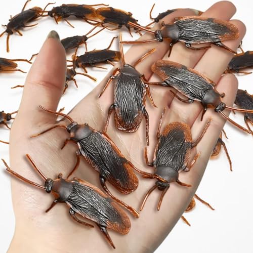 Ruilidesg Gefälschte Kakerlaken Scherzartikel, gruselige realistische gefälschte Kakerlaken, lebensechte Plastikwanzen, Scherzartikel für Halloween Party(15pcs - 1000pcs) von Ruilidesg