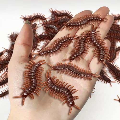 Ruilidesg Gefälschte Plastik Tausendfüßler Streich Spielzeug, gruselig realistische gefälschte Tausendfüßler, lebensechte Plastikwanzen, Streich Zeug für Halloween Party(15pcs - 1000pcs) von Ruilidesg