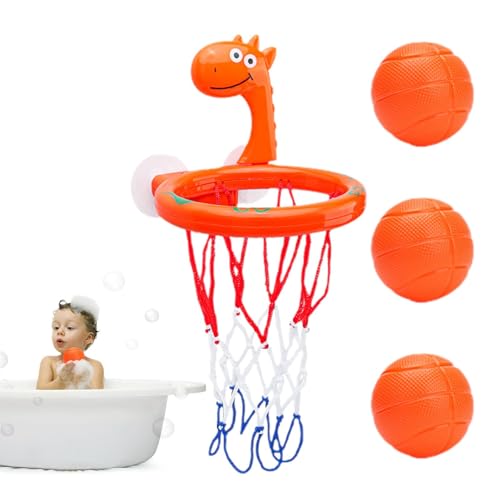 Mini-Basketballkorb für Badezimmer, Basketballkorb für Badezimmer,4 Stück lustiger und tragbarer Mini-Basketballkorb mit Bällen - Cartoon-Saugnapf-Basketballkorb, interaktives Badespielzeug für Jungen von Ruilonghai