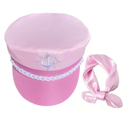 Ruilonghai Schiffskapitänsmütze, Bootsführermütze - Verstellbare rosa Damen-Skipper-Boots-Matrosenmütze - Matrosen-Kapitän-Hut für Halloween-Kostüm, Matrosen-Kapitän-Party-Kostüm Ruilonghai Schiffskapitänsmütze, Bootsführermütze - Verstellbare rosa Damen-Skipper-Boots-Matrosenmütze - Matrosen-Kapitän-Hut für Halloween-Kostüm, Matrosen-Kapitän-Party-Kostüm von Ruilonghai