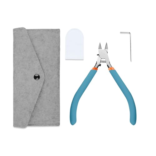 Ruimooto Modellzange, Modellbau-Werkzeuge mit Filzetui & Lederschutzhülle, Ultradünne Klinge (0.1mm) für präzise Schnitte, Ideal für Gundam, Plastikmodelle, Blau von Ruimooto