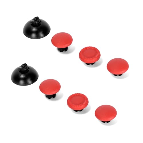 Ruimou 8Pcs Rot Silikon Anti-Rutsch Game Controller Daumen Griff Kappe Und Basis Kompatibel Mit PS4/Kompatibel Mit PS5/Kompatibel Mit Xbox X Serie Etc von Ruimou