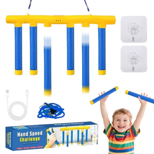 Fallende Stöcke Spiel, Drop Stick Game, Catching Sticks-Spiel,Reaktionstraining Spielzeug für Kinder,mit 6 Fallenden Stöcken,3 Einstellbaren Geschwindigkeiten,Hand-Auge-Koordination Spiele Stick (A) von Ruioomeep
