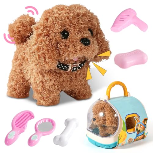 Plüsch Hund Spielzeug Kinder Elektronische Haustiere Hund der Läuft und Bellt mit Leine Interaktives Haustierhund Schwanzwedeln Kuscheltier Plüschtier Hund Geschenke für Mädchen 3 4 5 6 Jahre von Ruioomeep