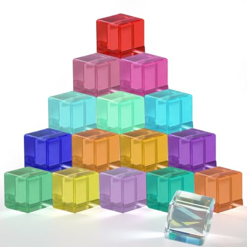 Ruioomeep 16 Stück Regenbogen-Bausteine aus Acryl, Bunte Edelsteinwürfel, Sinnesspielzeug für Kinder, Stapelspielzeug, Regenbogen-Bausteine-Set für Kinder ab 3 Jahren Ruioomeep 16 Stück Regenbogen-Bausteine aus Acryl, Bunte Edelsteinwürfel, Sinnesspielzeug für Kinder, Stapelspielzeug, Regenbogen-Bausteine-Set für Kinder ab 3 Jahren von Ruioomeep
