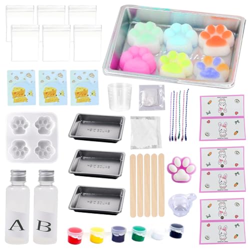 Squishy Maker Bastelset, Katzenpfoten Seife Selber Machen Kinder, Schleim Selber Machen Set, Pfoten Squishy & Squishy Katze DIY Sensorik Squeeze Toys, Anti-Stress Spielzeug Geschenk für Mädchen Jungen Squishy Maker Bastelset, Katzenpfoten Seife Selber Machen Kinder, Schleim Selber Machen Set, Pfoten Squishy & Squishy Katze DIY Sensorik Squeeze Toys, Anti-Stress Spielzeug Geschenk für Mädchen Jungen von Ruioomeep