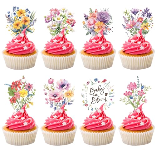 RUISPEED 40 Stück Cupcake Topper Baby in Bloom Dekorative Blumen für Babyparty Baby Shower und Kommunion Tortendeko Set für Festtage und Feiern RUISPEED 40 Stück Cupcake Topper Baby in Bloom Dekorative Blumen für Babyparty Baby Shower und Kommunion Tortendeko Set für Festtage und Feiern von Ruispeed