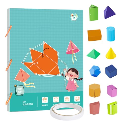 3D Geometrie Lernbuch 3D Geometriebuch 29.7x21cm Geometrie Lehrmaterial Pädagogisches Spielzeug Räumliches Denken Mit 9/12/15 Körpern Für Kinder Klassenraum Anfänger Reise Gruppenlernen Homeschool von Rukjmqi