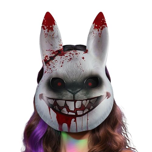 Rukjmqi Hase Maske,Halloween Grusel Maske - Kostüm Verkleidung Requisiten für Theater Bühne Show Performance Party Maskerade Cosplay Fest Feier Familienfest von Rukjmqi