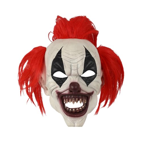 Rukjmqi Schaurige Kopfhaube - Gruselige Halloween Kostüme mit roter Perücke - Kostümzubehör für Weihnachtsfeste, Spielevents, Aufführungen, Familientreffen und von Rukjmqi
