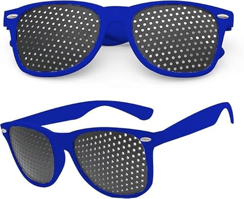 2 Stück Rasterbrille für Augentraining, Raster-Brille Augentrainer Lochbrille Raster Multidot Brillen, Lochrasterbrille Pinhole Glasses Multi Dot Brille für Sehvermögen-Verbesserung (Blue) von Rumgug