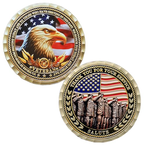 Military Challenge Coins Thank You for Your Service Military Favors Challenge Coins Military Appreciation Coins (Golden) von Rumkou