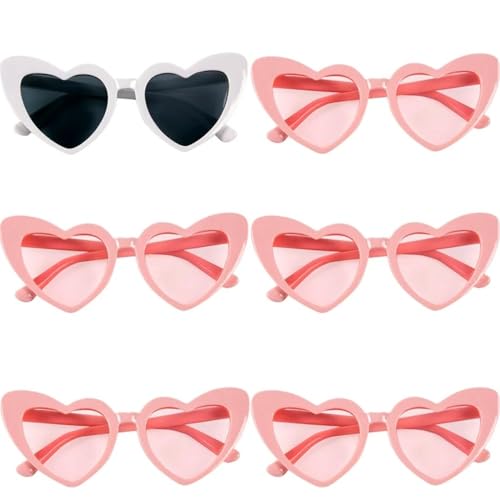 6pcs Herz Sonnenbrille Sonnenbrillen für Damen Hippie Brille, Retro Party Herz Partybrillen für Damen weiß Linse, Mode Brillen für Damen Party Reise Fotoshooting 6pcs Herz Sonnenbrille Sonnenbrillen für Damen Hippie Brille, Retro Party Herz Partybrillen für Damen weiß Linse, Mode Brillen für Damen Party Reise Fotoshooting von RunFar shop