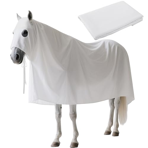 RunNico Halloween Ghost Horse Costume, Horses White Boo Ghost Cloak with Straps, Spooky Bull Ghosts Sheet Cosplay for Halloween Animal Themd Party Decoration von RunNico