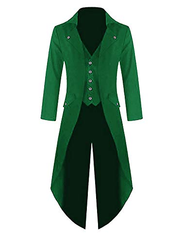 Runcati Herren Steampunk Viktorianische Jacke, Gothic, Frack, Kostüm, Vintage-Smoking, Wikinger, Renaissance, Pirat, Halloween, Mäntel, Grün , XXL Runcati Herren Steampunk Viktorianische Jacke, Gothic, Frack, Kostüm, Vintage-Smoking, Wikinger, Renaissance, Pirat, Halloween, Mäntel, Grün , XXL von Runcati