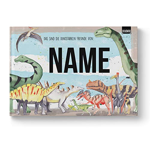 Dino-Freundebuch für Schule und Kindergarten mit Dinosauriern & Dinoposter | Personalisiert mit Wunschnamen - Geschenkidee Mädchen | Jungs Dino-Freundebuch für Schule und Kindergarten mit Dinosauriern & Dinoposter | Personalisiert mit Wunschnamen - Geschenkidee Mädchen | Jungs von Rundfux