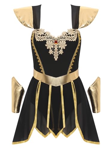 Runhomal Damen Antike Griechisch Römische Kostüm Krigerin Toga Umhang Kleid mit Armbändern Gold Halloween Fasching Karneval Cosplay Verkleidung S-XL Schwarz XXL Runhomal Damen Antike Griechisch Römische Kostüm Krigerin Toga Umhang Kleid mit Armbändern Gold Halloween Fasching Karneval Cosplay Verkleidung S-XL Schwarz XXL von Runhomal
