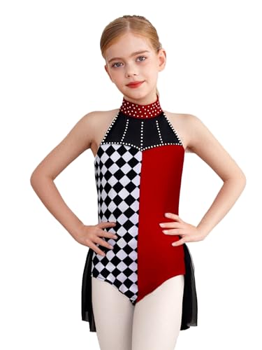Runhomal Mädchen Clown Kostüm Kariert Ärmellos Ballettanzug Akrobatik Anzug Performance Show Tanzkostüm Halloween Fasching Verkleidung Burgundy 158-164 Runhomal Mädchen Clown Kostüm Kariert Ärmellos Ballettanzug Akrobatik Anzug Performance Show Tanzkostüm Halloween Fasching Verkleidung Burgundy 158-164 von Runhomal