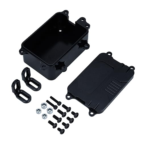 Runioney Metallempfängerbox ESC-Box Upgrade Ersatzteile Zubehör Passend für SCX10 1/10 RC Kettenfahrzeug Schwarz von Runioney