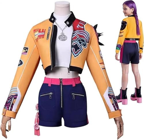 Runkoyea Demons Hunters Cosplay Kostüm Für Mädchen, Anime Demon Cosplay Für Kinder, Passende Outfits Für Halloween-Popsängerinnen 3–12 Jahre Halloween Cosplays & Karneval von Runkoyea
