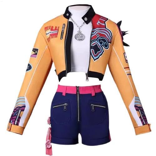 Runkoyea Hunters Cosplay Kostüm Für Mädchen, Anime Demon Cosplay Für Kinder, Passende Outfits Für Halloween-Popsängerinnen 3–12 Jahre Halloween Cosplays & Karneval von Runkoyea