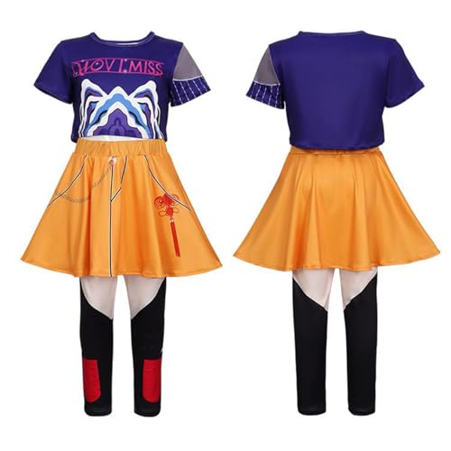 Runkoyea K Pop Demons Mira Cosplay-Kostüm Für Kinder – Hunters Pop Singers Idol Bühnen-Rollenspiel-Outfits, Mädchen Halloween-Party Cosplay Bühnenverkleidung Für 4–14 Jahre von Runkoyea