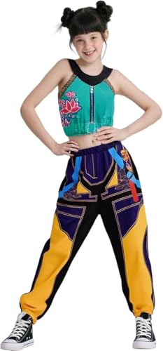 Runkoyea K Pop Demons Zoeys Cosplay-Kostüm Für Kinder – Hunters Pop Singers Idol Bühnen-Rollenspiel-Outfits, Mädchen Halloween-Party Cosplay Bühnenverkleidung Für 4–14 Jahre von Runkoyea