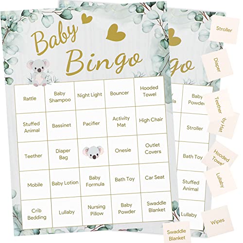 Runmeihe Babyparty, Bingo-Spiel, Eukalyptus-Laub-Edition, 20 Spieler, Baby-Bingo-Karten für Kinder, Babyparty, offenbarbaren, Partyspiele, Gastgeschenke, Dekorationen, Souvenirs, Geschenke von Runmeihe