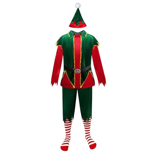 Runstarshow Elfen Outfit Damen Weihnachten Kostüm Herren Xmas Verkleidung für Erwachsene Festlich Party Cosplay Outfits 6 Teilig/4 Stück Elf Tunika Rock Hut Gürtel Größe M-L Runstarshow Elfen Outfit Damen Weihnachten Kostüm Herren Xmas Verkleidung für Erwachsene Festlich Party Cosplay Outfits 6 Teilig/4 Stück Elf Tunika Rock Hut Gürtel Größe M-L von Runstarshow