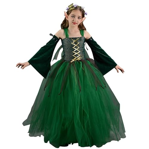 Runstarshow Feenkostüm für Mädchen, Kinder, Halloween-Kostüme, Grün, Tüll, Prinzessinnenkleid + Elfenohren + Blumen-Stirnband + Armärmel, Motto-Party-Outfit, Alter 2–10 Jahre, 6-teilig Runstarshow Feenkostüm für Mädchen, Kinder, Halloween-Kostüme, Grün, Tüll, Prinzessinnenkleid + Elfenohren + Blumen-Stirnband + Armärmel, Motto-Party-Outfit, Alter 2–10 Jahre, 6-teilig von Runstarshow