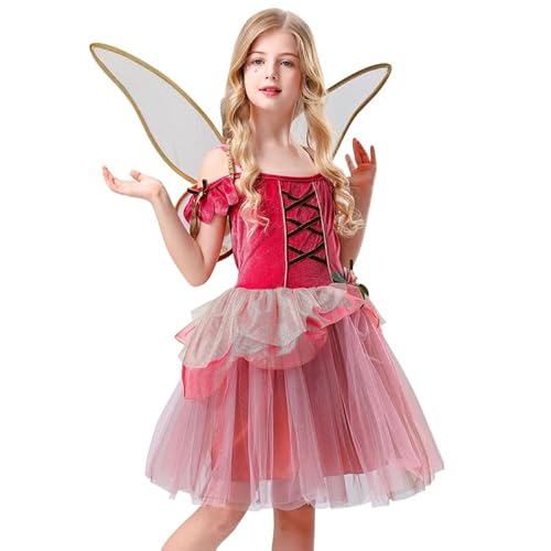 Runstarshow Feenkostüm für Mädchen, Tüllkleid, Schmetterlingsflügel, Kinder, Halloween, Fasching, Weihnachten, Verkleidung, Outfits, Karneval, Cosplay, Alter 5–10 Jahre von Runstarshow
