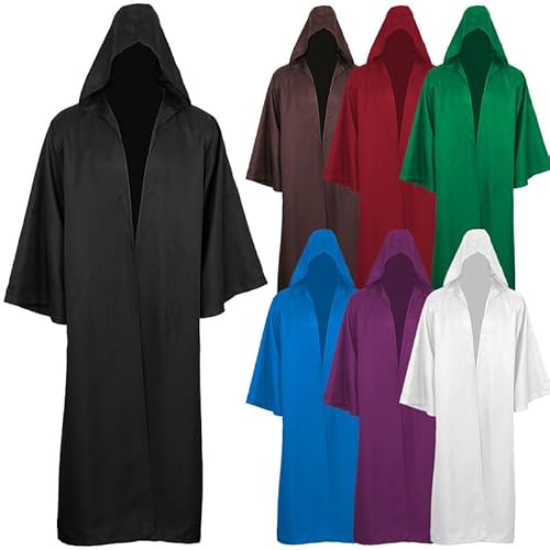 Runstarshow Halloween Kapuzenumhang Zauberer Kostüm Erwachsene Herren Vampir Umhang Frauen Gothic Hexe Outfit Halloween Mittelalter Kostüme Cosplay Roben S-3XL von Runstarshow