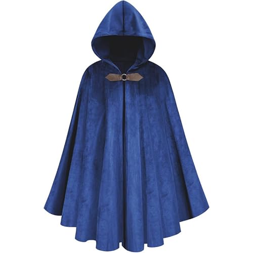 Runstarshow Mittelalterlicher Umhang für Damen, Halloween, Kapuzenumhang, Renaissance-Kostüm, Gothic, Vampir-Hexenkostüm, Zauberer-Kostüm, Länge: 100 cm von Runstarshow