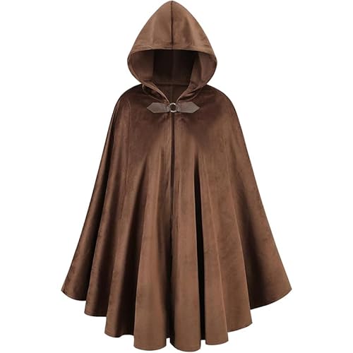 Runstarshow Mittelalterlicher Umhang für Damen, Halloween, Kapuzenumhang, Renaissance-Kostüm, Gothic, Vampir-Hexenkostüm, Zauberer-Kostüm, Länge: 100 cm von Runstarshow