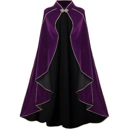 Runstarshow Mittelalterlicher Umhang für Damen, Halloween-Kostüme, Samt, Gothic, Zauberin, Umhang für Erwachsene, Renaissance, Vampir-Königin-Outfit, Einheitsgröße von Runstarshow