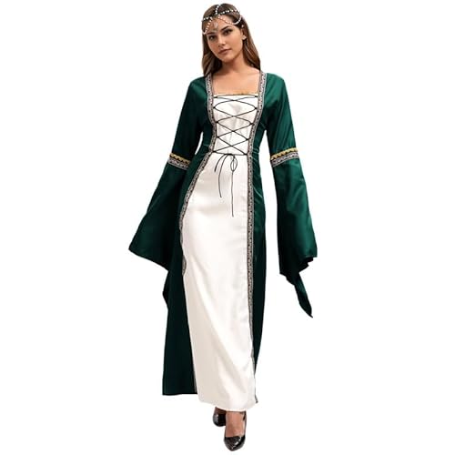 Runstarshow Mittelalterliches Kostüm für Damen, Renaissance-Kleid, Halloween-Kostüm, Erwachsenenkostüm, Schnürung, Königin-Kleid, Gothic, historisches Kostüm, Cosplay-Outfit, Übergröße S-5XL Runstarshow Mittelalterliches Kostüm für Damen, Renaissance-Kleid, Halloween-Kostüm, Erwachsenenkostüm, Schnürung, Königin-Kleid, Gothic, historisches Kostüm, Cosplay-Outfit, Übergröße S-5XL von Runstarshow