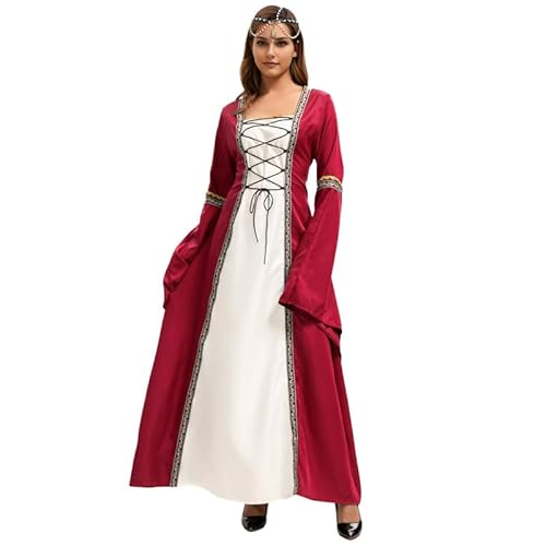 Runstarshow Mittelalterliches Kostüm für Damen, Renaissance-Kleid, Halloween-Kostüm, Erwachsenenkostüm, Schnürung, Königin-Kleid, Gothic, historisches Kostüm, Cosplay-Outfit, Übergröße S-5XL Runstarshow Mittelalterliches Kostüm für Damen, Renaissance-Kleid, Halloween-Kostüm, Erwachsenenkostüm, Schnürung, Königin-Kleid, Gothic, historisches Kostüm, Cosplay-Outfit, Übergröße S-5XL von Runstarshow