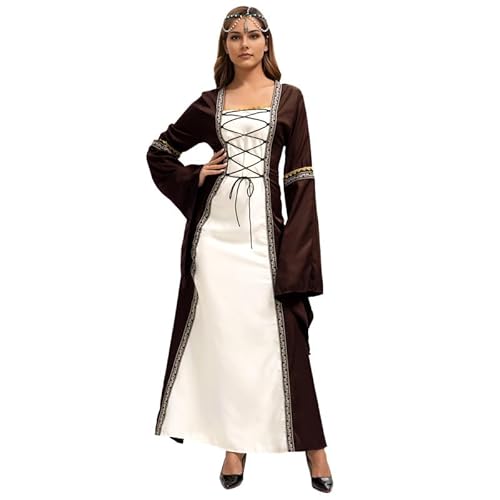 Runstarshow Mittelalterliches Kostüm für Damen, Renaissance-Kleid, Halloween-Kostüm, Erwachsenenkostüm, Schnürung, Königin-Kleid, Gothic, historisches Kostüm, Cosplay-Outfit, Übergröße S-5XL Runstarshow Mittelalterliches Kostüm für Damen, Renaissance-Kleid, Halloween-Kostüm, Erwachsenenkostüm, Schnürung, Königin-Kleid, Gothic, historisches Kostüm, Cosplay-Outfit, Übergröße S-5XL von Runstarshow