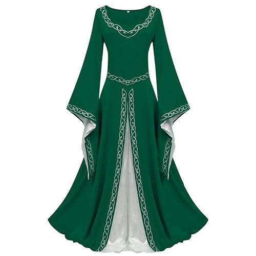 Runstarshow Mittelalterliches Kostüm für Damen, Renaissance-Kleid, Halloween-Kostüme, Erwachsene, Gothic-Kostüm, Steampunk-Kleidung mit Trompetenärmeln, S-XXL/EU 36-48 Runstarshow Mittelalterliches Kostüm für Damen, Renaissance-Kleid, Halloween-Kostüme, Erwachsene, Gothic-Kostüm, Steampunk-Kleidung mit Trompetenärmeln, S-XXL/EU 36-48 von Runstarshow