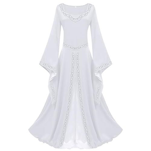 Runstarshow Mittelalterliches Kostüm für Damen, Renaissance-Kleid, Halloween-Kostüme, Erwachsene, Gothic-Kostüm, Steampunk-Kleidung mit Trompetenärmeln, S-XXL/EU 36-48 Runstarshow Mittelalterliches Kostüm für Damen, Renaissance-Kleid, Halloween-Kostüme, Erwachsene, Gothic-Kostüm, Steampunk-Kleidung mit Trompetenärmeln, S-XXL/EU 36-48 von Runstarshow